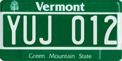 VT license plate YUJ012