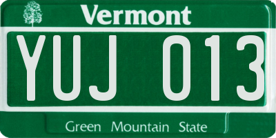 VT license plate YUJ013