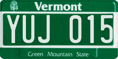 VT license plate YUJ015