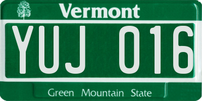 VT license plate YUJ016