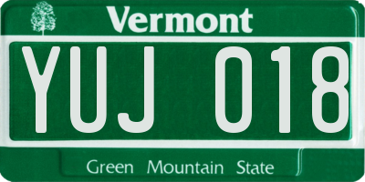 VT license plate YUJ018