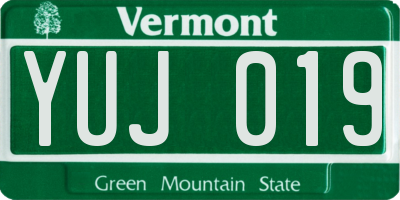 VT license plate YUJ019