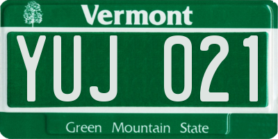 VT license plate YUJ021