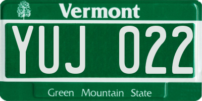 VT license plate YUJ022