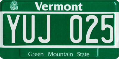 VT license plate YUJ025