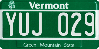 VT license plate YUJ029