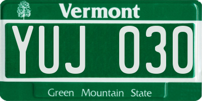 VT license plate YUJ030