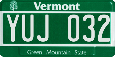 VT license plate YUJ032