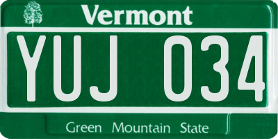 VT license plate YUJ034