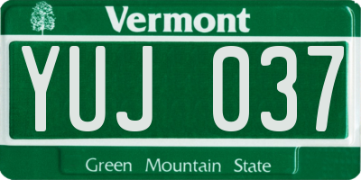 VT license plate YUJ037