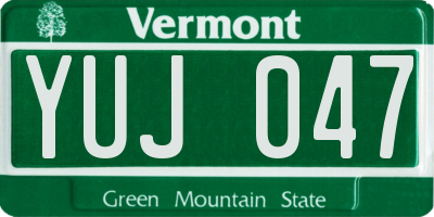 VT license plate YUJ047