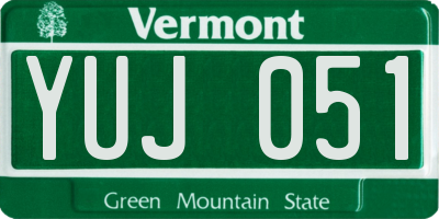 VT license plate YUJ051