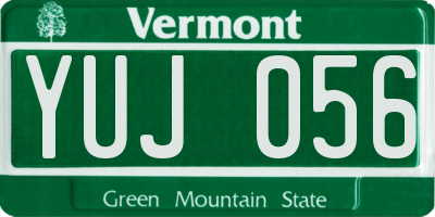 VT license plate YUJ056
