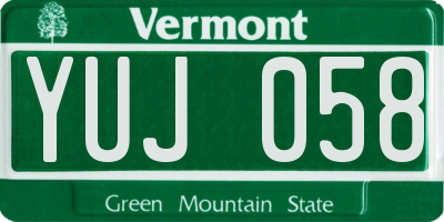 VT license plate YUJ058