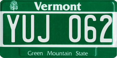 VT license plate YUJ062