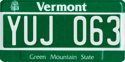 VT license plate YUJ063
