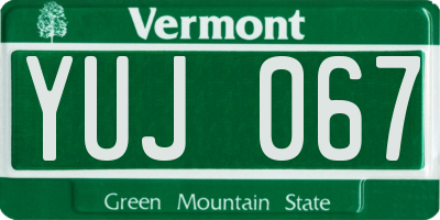 VT license plate YUJ067