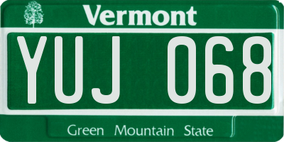 VT license plate YUJ068