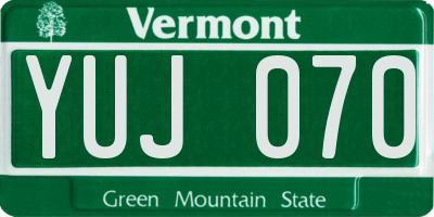 VT license plate YUJ070