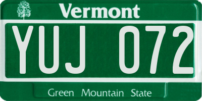 VT license plate YUJ072