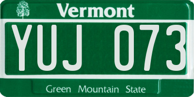 VT license plate YUJ073
