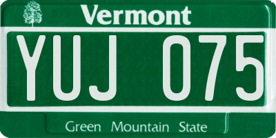 VT license plate YUJ075