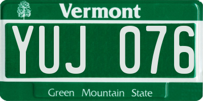 VT license plate YUJ076