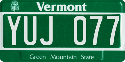 VT license plate YUJ077