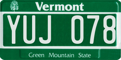 VT license plate YUJ078