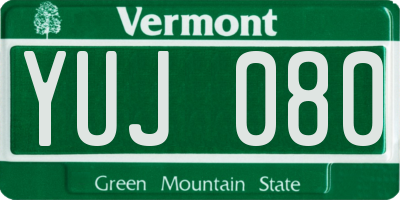 VT license plate YUJ080