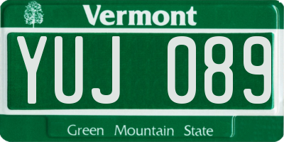 VT license plate YUJ089