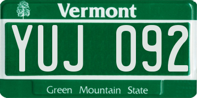 VT license plate YUJ092