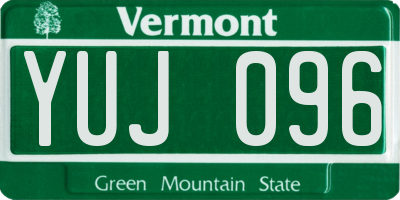 VT license plate YUJ096