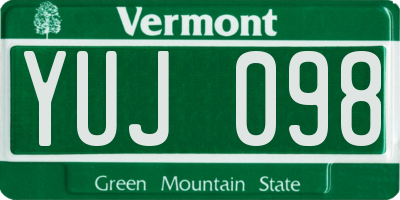 VT license plate YUJ098