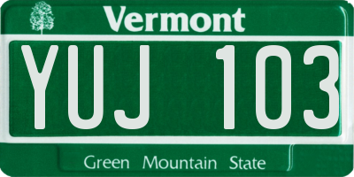 VT license plate YUJ103