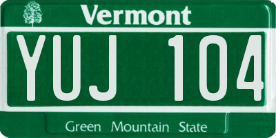 VT license plate YUJ104