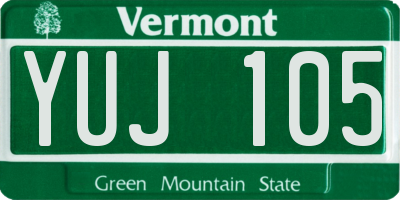 VT license plate YUJ105