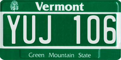 VT license plate YUJ106