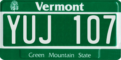 VT license plate YUJ107