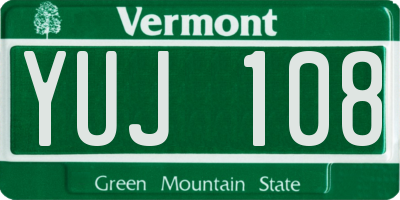 VT license plate YUJ108