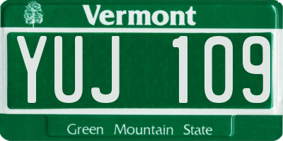 VT license plate YUJ109
