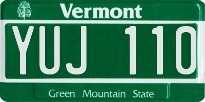VT license plate YUJ110