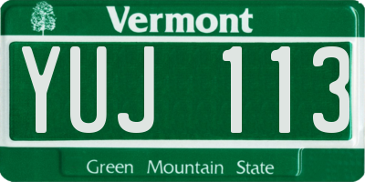 VT license plate YUJ113