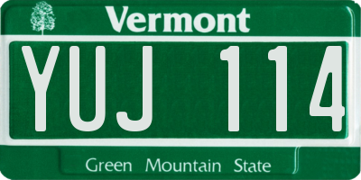 VT license plate YUJ114