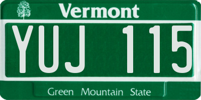 VT license plate YUJ115