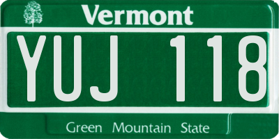 VT license plate YUJ118