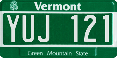 VT license plate YUJ121