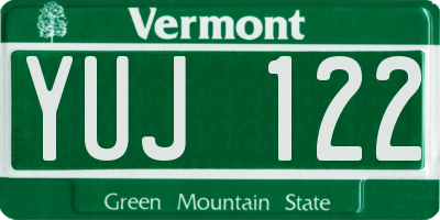 VT license plate YUJ122