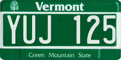 VT license plate YUJ125
