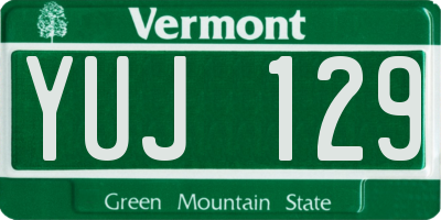 VT license plate YUJ129